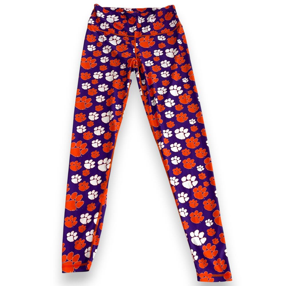 Girls Large ZooZatz Leggings Clemson Tigers Stacked Mascot Purple Orange
